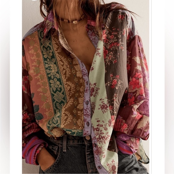 Free People Flower Patch Mixed Media
Patchwork Button Down Floral Top - Picture 4 of 5